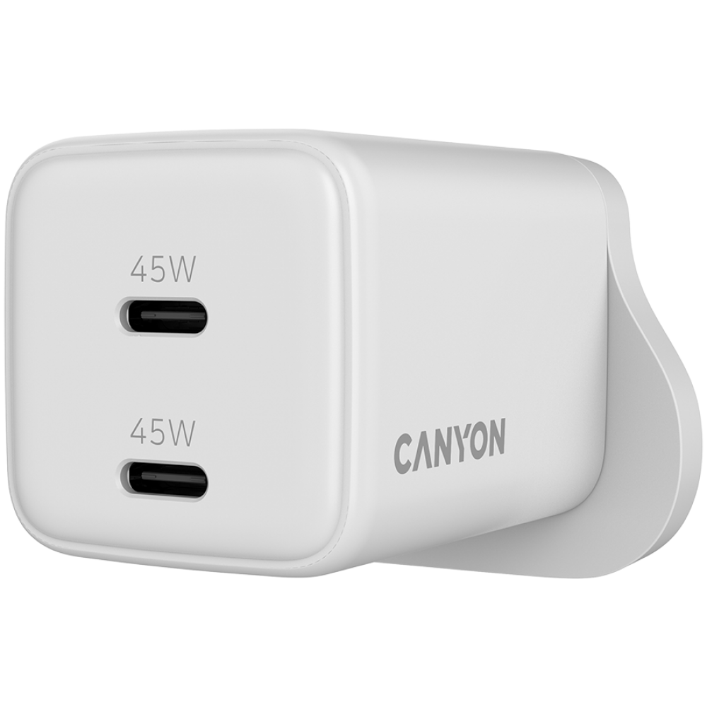 GaN 65W 2xPD 1xQC Netzladegerät UK-Stecker Canyon CU65ACC weiß