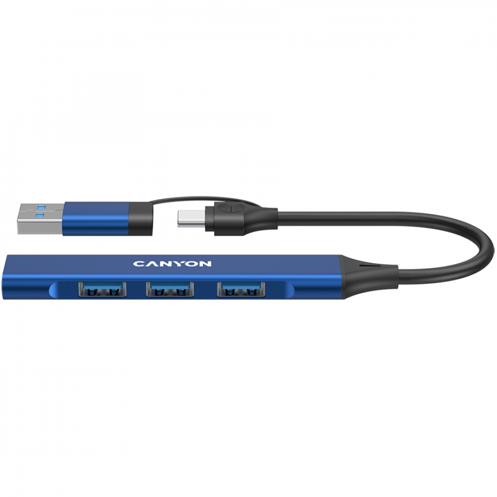 Canyon DS-02 4-in-1 USB-A/C Hub tragbar, blau