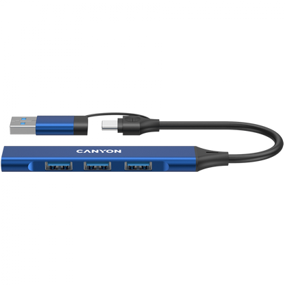 Canyon DS-02 4-in-1 USB-A/C Hub tragbar, blau