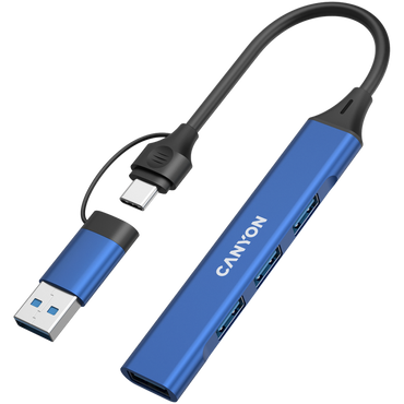 Canyon DS-02 4-in-1 USB-A/C Hub tragbar, blau