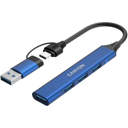 Canyon DS-02 4-in-1 USB-A/C Hub tragbar, blau