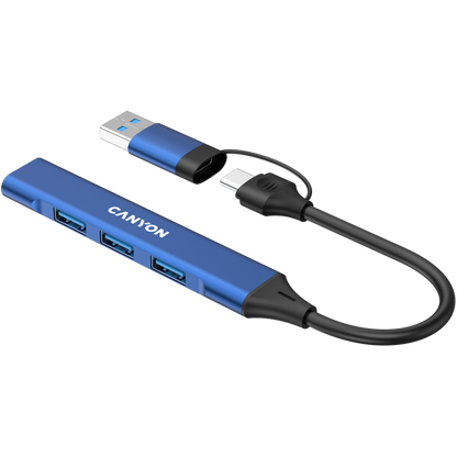 Canyon DS-02 4-in-1 USB-A/C Hub tragbar, blau