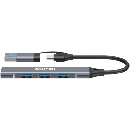 Canyon DS-02 4-in-1 USB-A/C Hub tragbar Grau