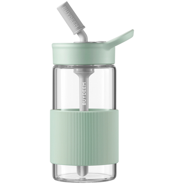 Butelka szklana ze słomką Buydeem CD1017 500 ml pastelowa zielona