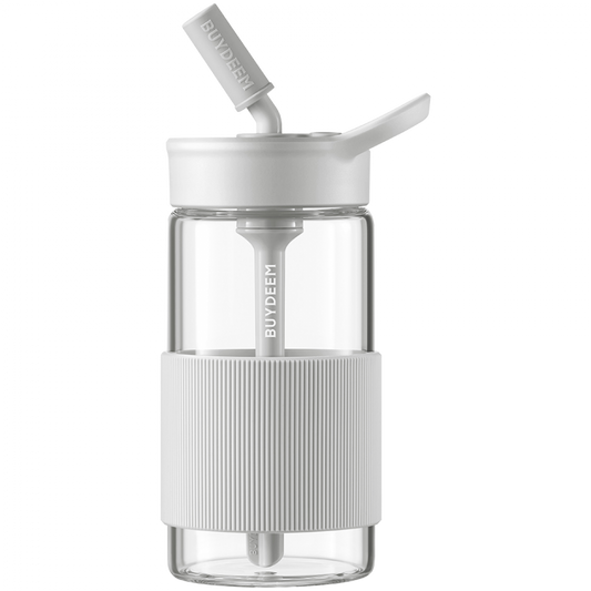 Butelka szklana 500 ml z słomką Buydeem CD1017 biały