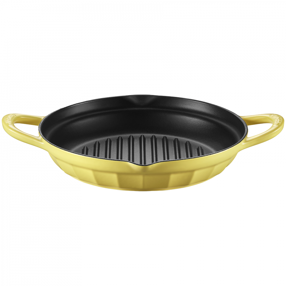 Buydeem CP553 Enamelled Cast Iron Grill Pan 26 cm Pastel Yellow