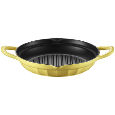 Buydeem CP553 Enamelled Cast Iron Grill Pan 26 cm Pastel Yellow