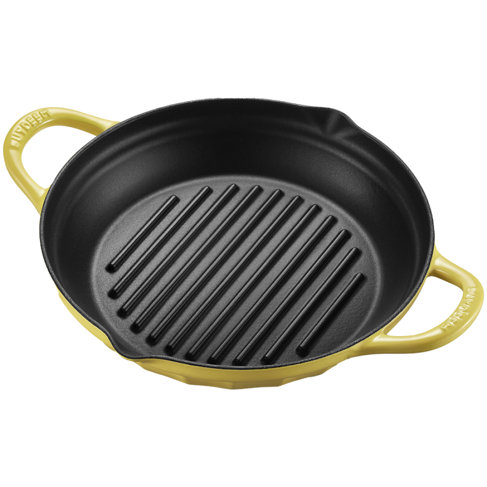 Buydeem CP553 Enamelled Cast Iron Grill Pan 26 cm Pastel Yellow