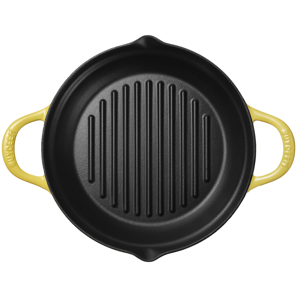 Buydeem CP553 Enamelled Cast Iron Grill Pan 26 cm Pastel Yellow
