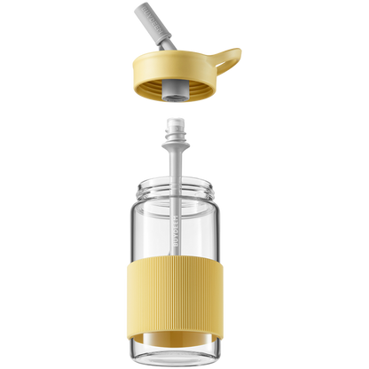 Buydeem CD1017 Yellow 500ml Glass Bottle with Straw