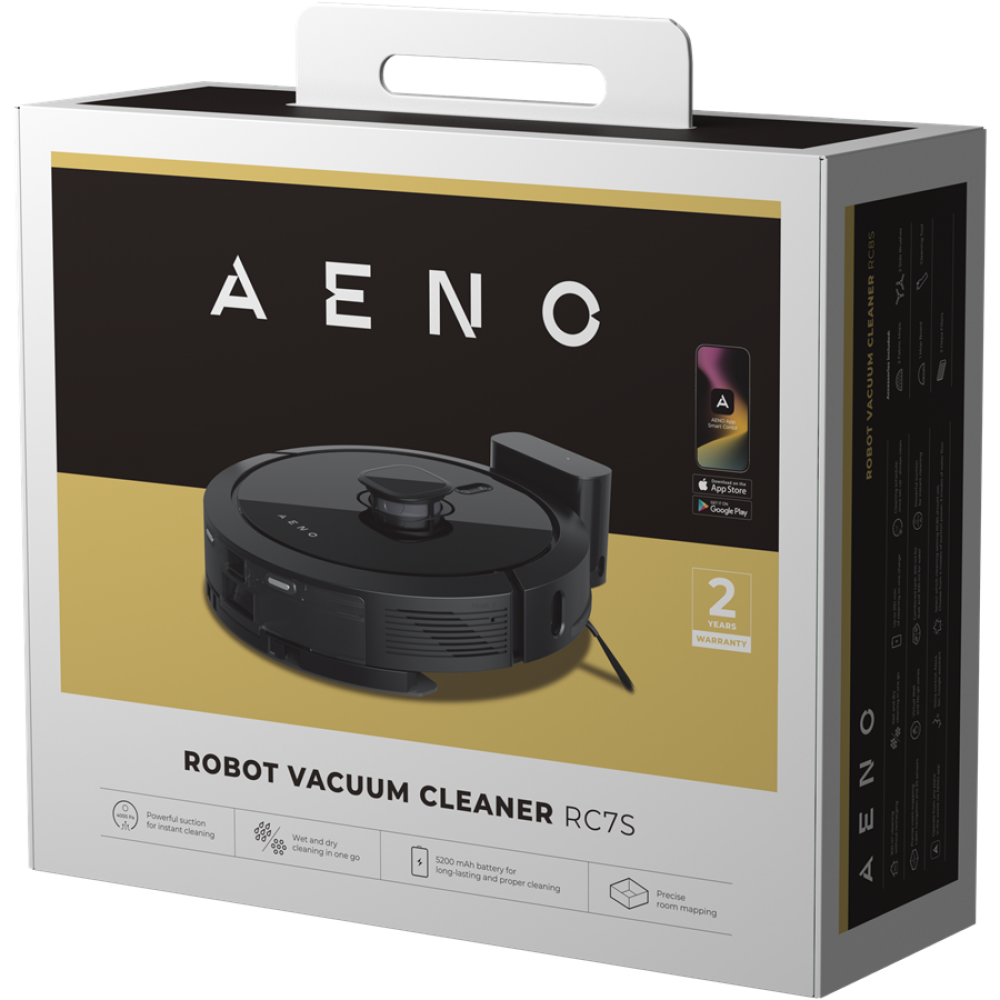 Aeno RC7S 2-in-1 Robot Vacuum Cleaner 4000Pa with Mapping, Black