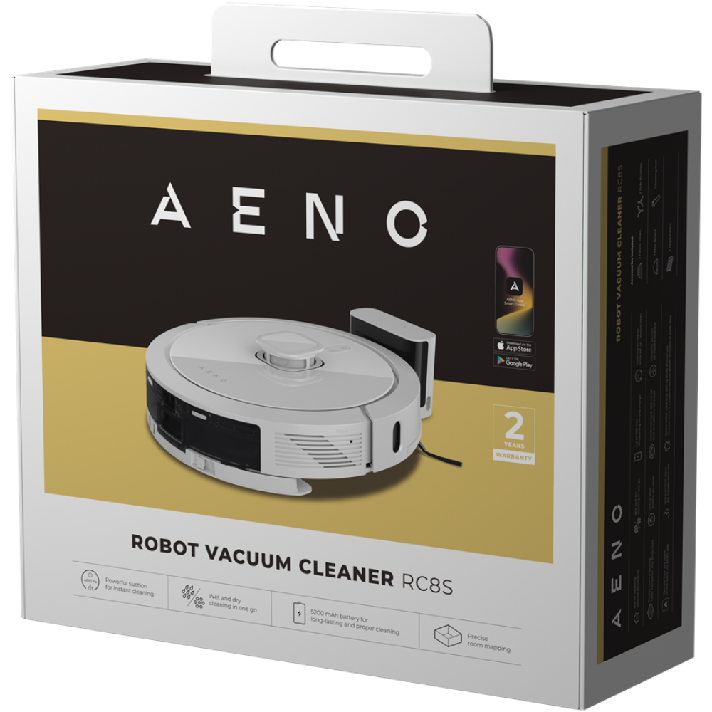 2-in-1 Saugroboter 4000Pa mit Karte Aeno RC8S weiß
