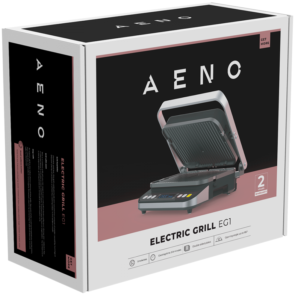 Electric grill 2000W 3 modes Timer 320x220 Aeno EG1 black
