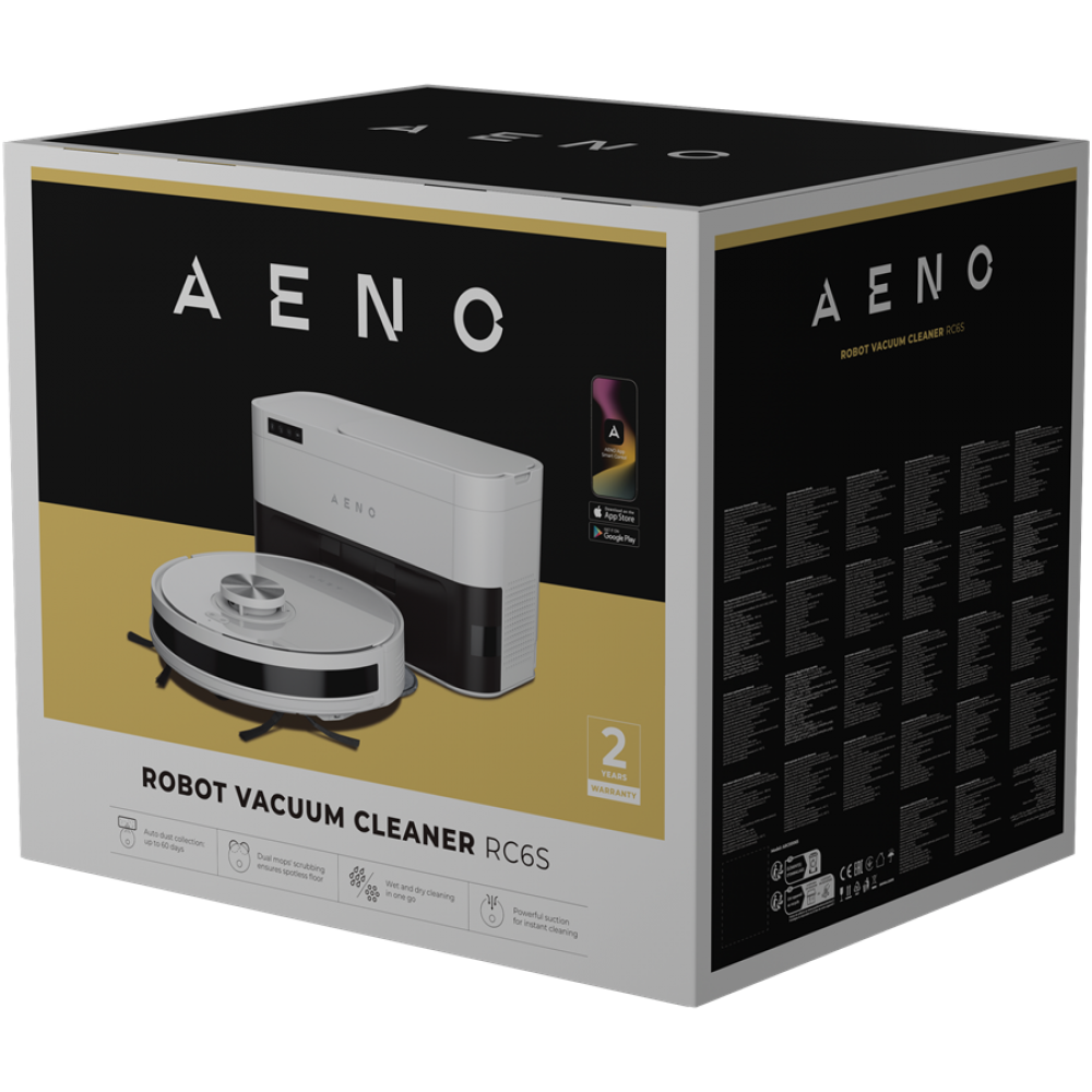 2-in-1 Robot Vacuum Cleaner Aeno RC6S 4000Pa with Map White