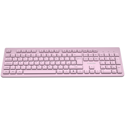 Cicha klawiatura bezprzewodowa 2.4GHz do pracy Canyon HKB-W01 różowa