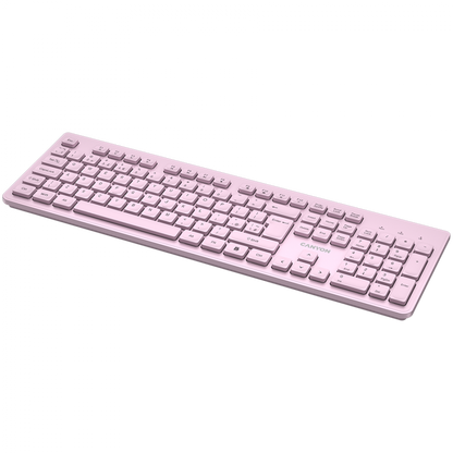 Cicha klawiatura bezprzewodowa 2.4GHz do pracy Canyon HKB-W01 różowa