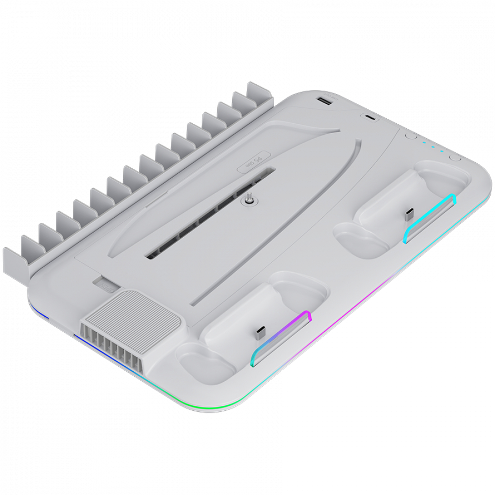 Podstawka chłodząca RGB do PS5 Slim 2w1 Canyon CS-51 biała