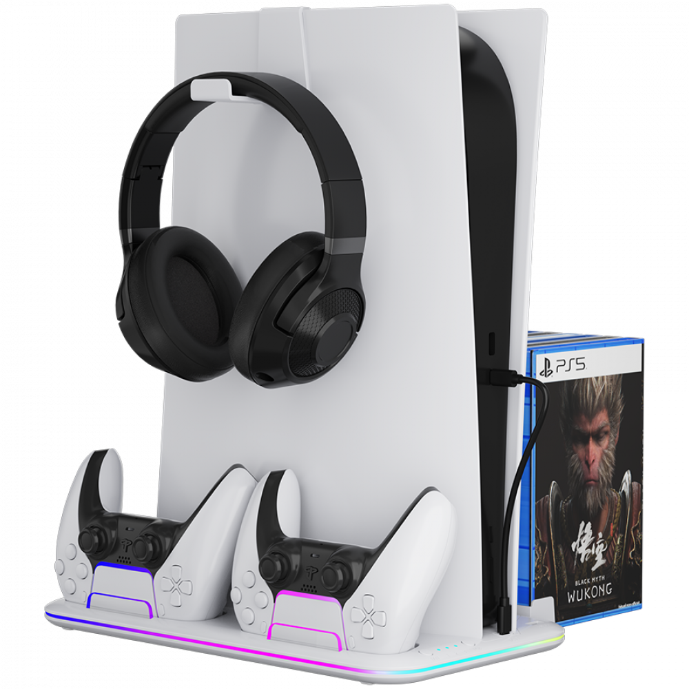 Podstawka chłodząca RGB do PS5 Slim 2w1 Canyon CS-51 biała