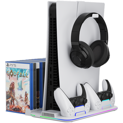Podstawka chłodząca RGB do PS5 Slim 2w1 Canyon CS-51 biała