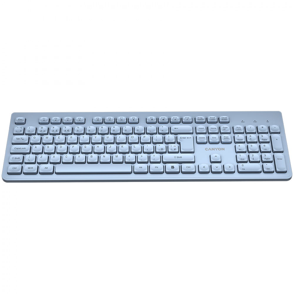 Canyon HKB-W01 leise kabellose 2,4-GHz-Tastatur für die Arbeit, blau