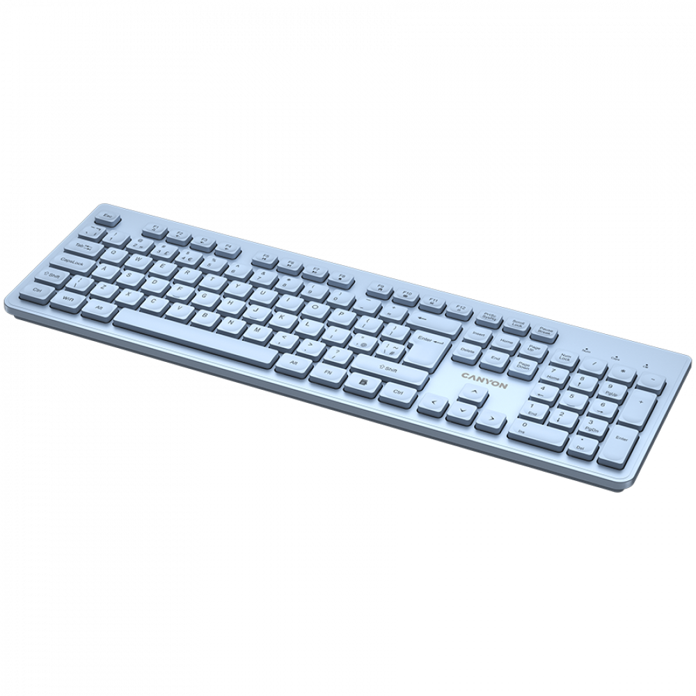 Canyon HKB-W01 leise kabellose 2,4-GHz-Tastatur für die Arbeit, blau
