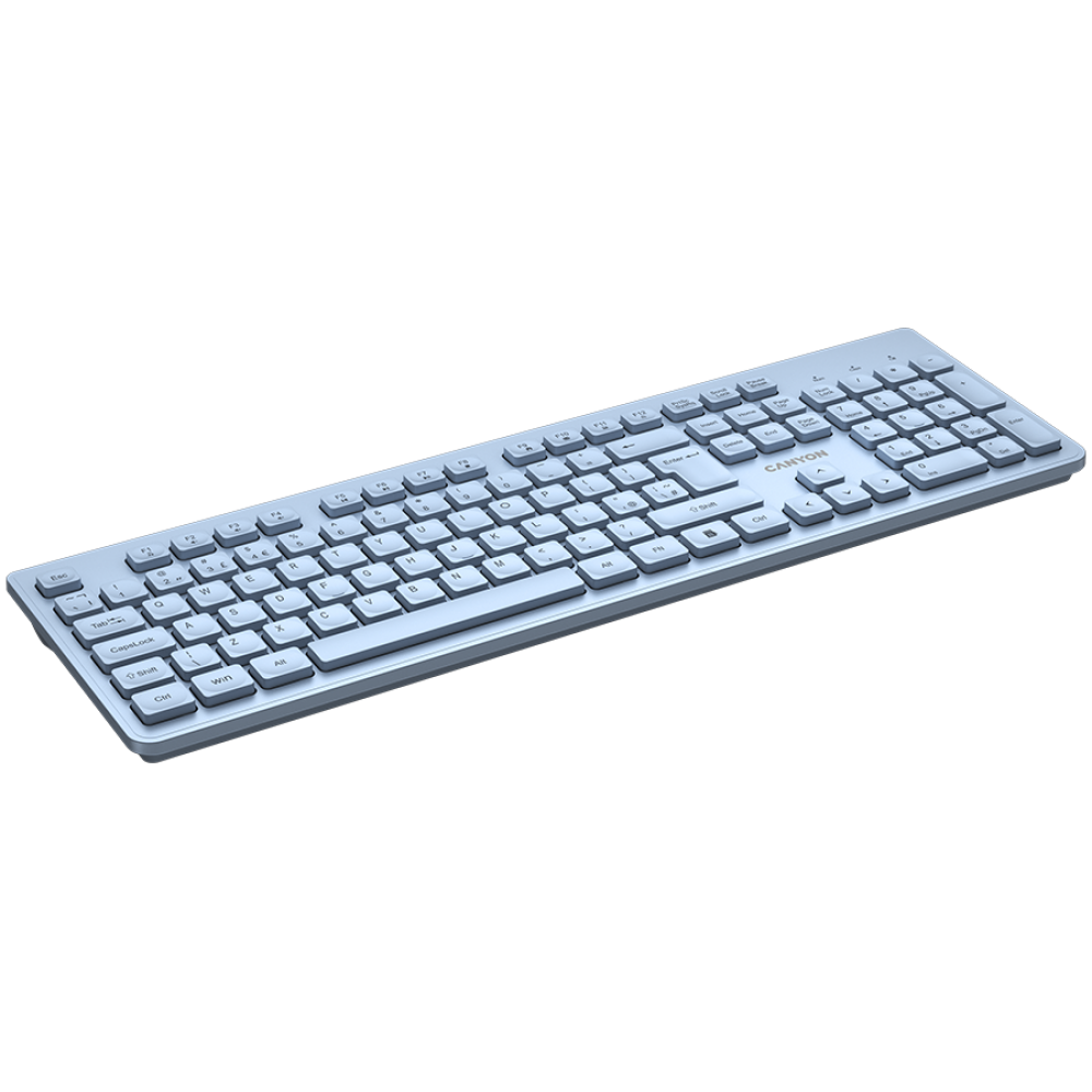 Canyon HKB-W01 leise kabellose 2,4-GHz-Tastatur für die Arbeit, blau