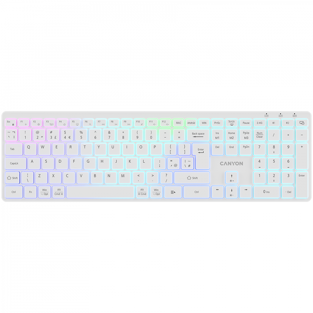 Canyon HKB-W11 White RGB Wireless Keyboard Two Modes