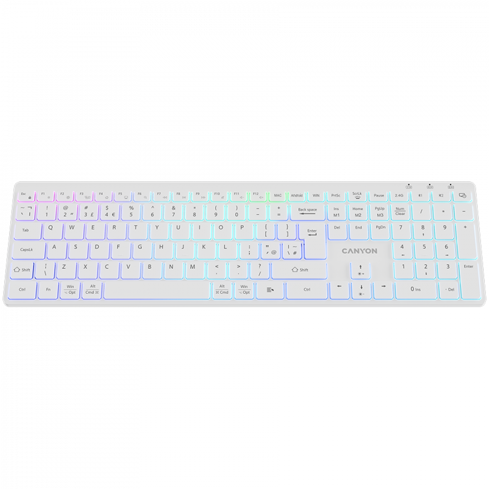 Canyon HKB-W11 White RGB Wireless Keyboard Two Modes
