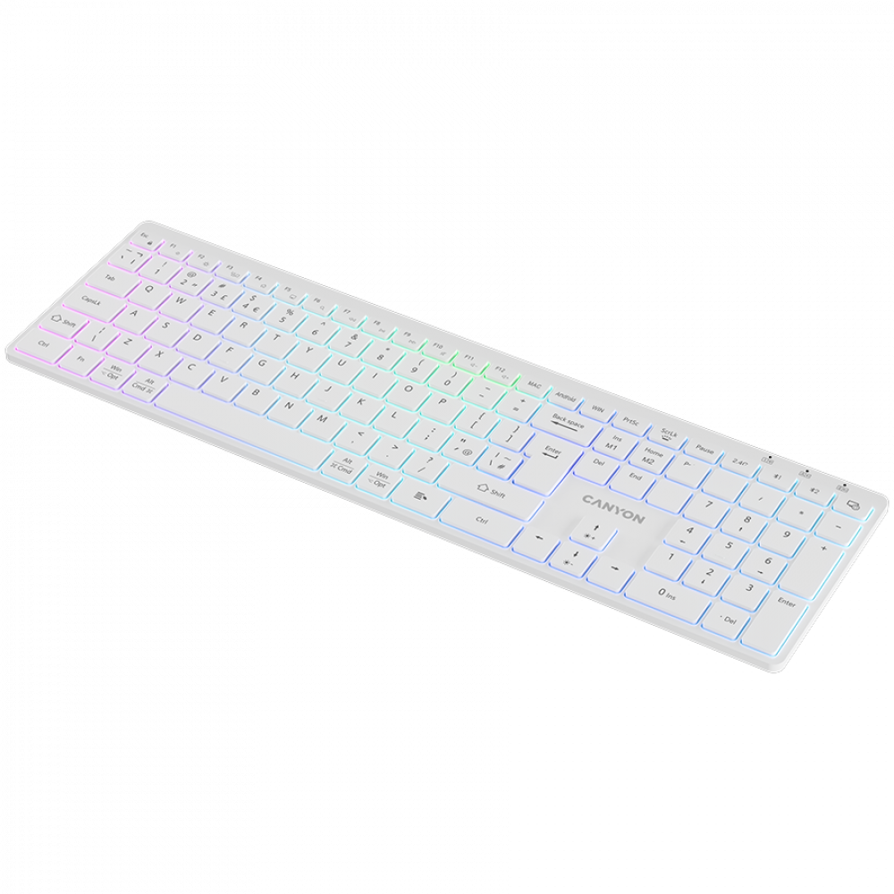Canyon HKB-W11 White RGB Wireless Keyboard Two Modes