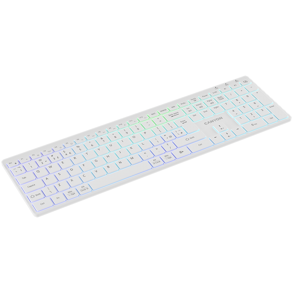 Canyon HKB-W11 White RGB Wireless Keyboard Two Modes