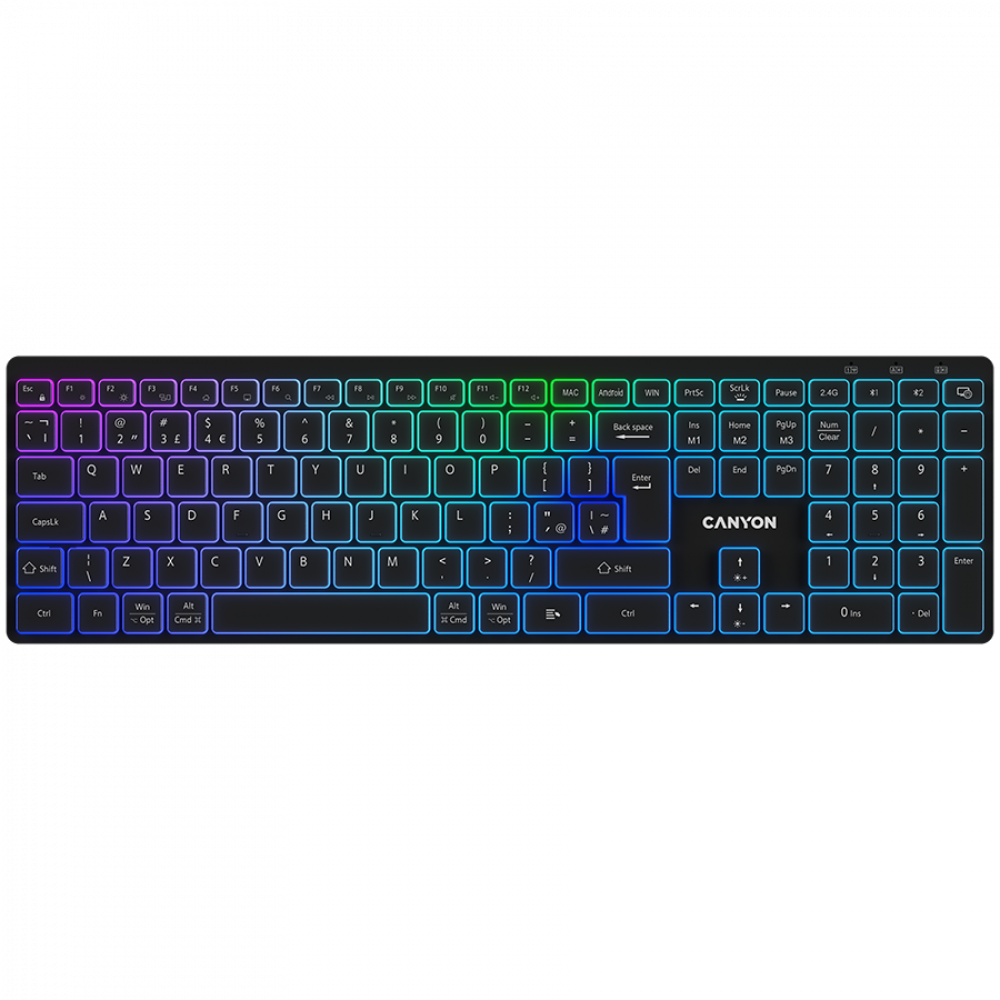 Canyon HKB W11 RGB Wireless Keyboard, black, two modes