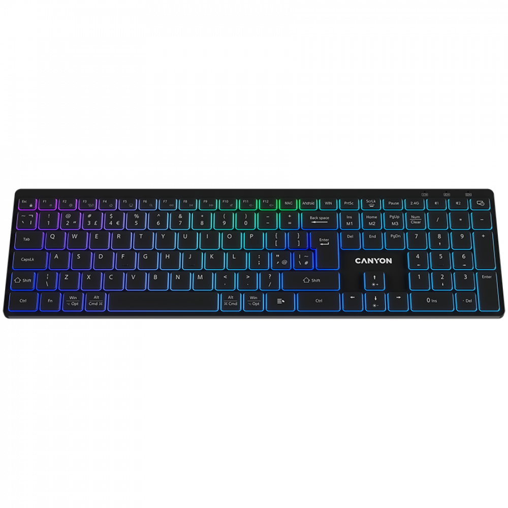 Canyon HKB W11 RGB Wireless Keyboard, black, two modes
