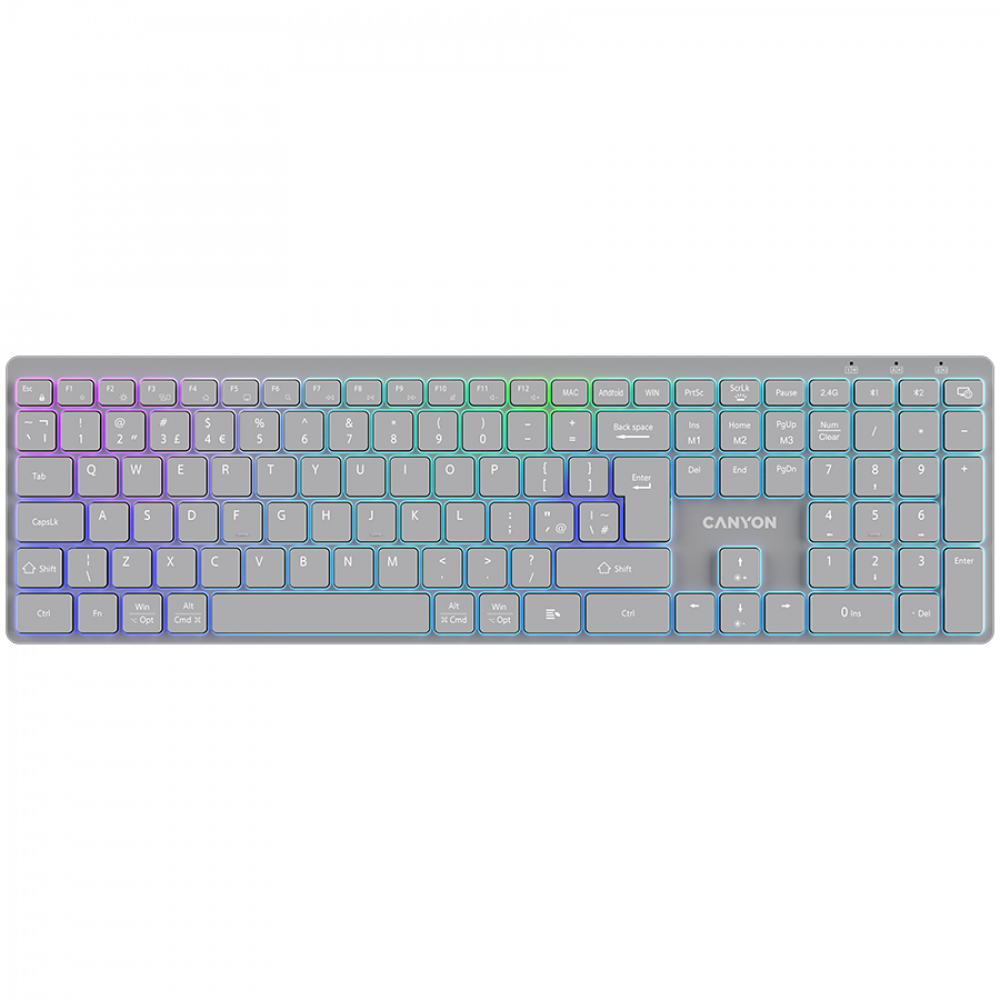 Canyon HKB-W11 Gray RGB Wireless Keyboard 2 Modes