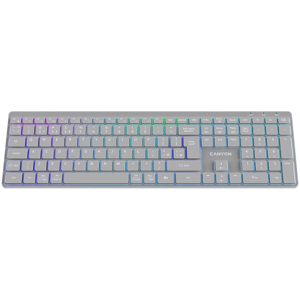 Canyon HKB-W11 Gray RGB Wireless Keyboard 2 Modes