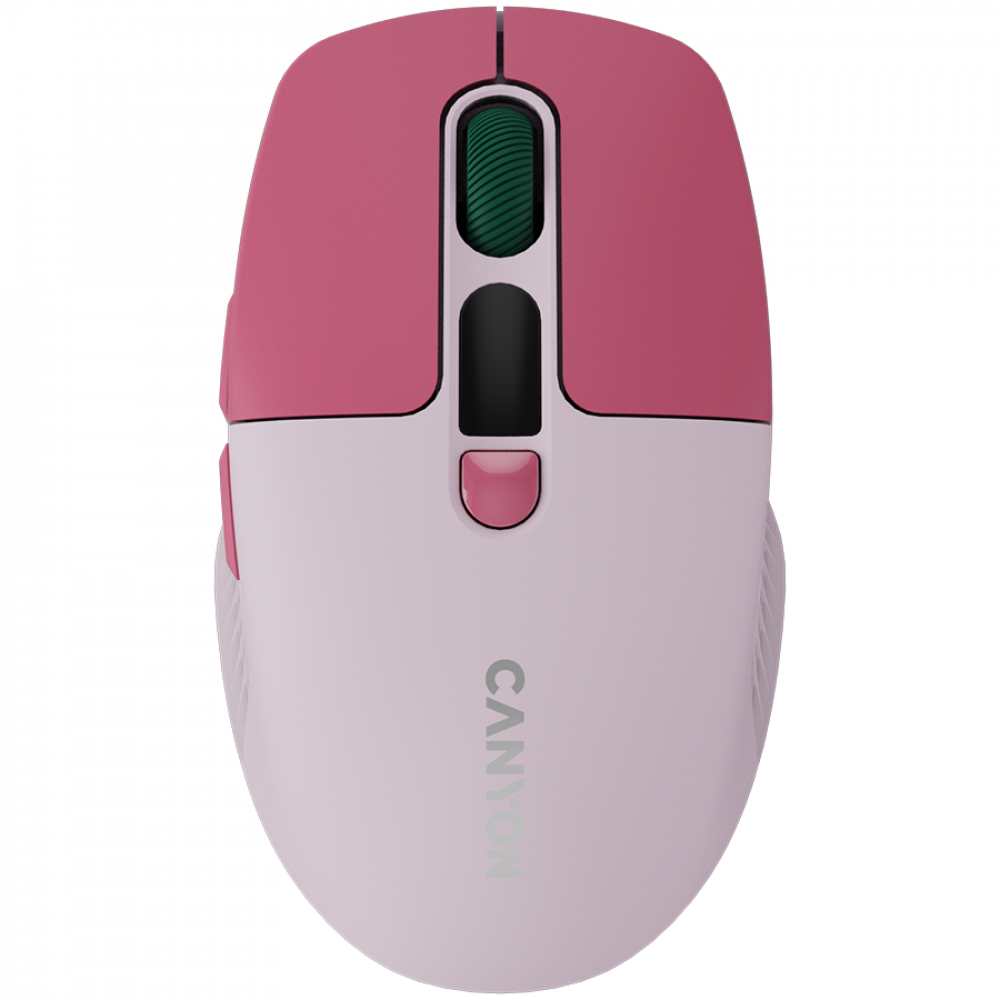 Mysz bezprzewodowa LCD cicha dwa tryby Canyon MW-26 różowa