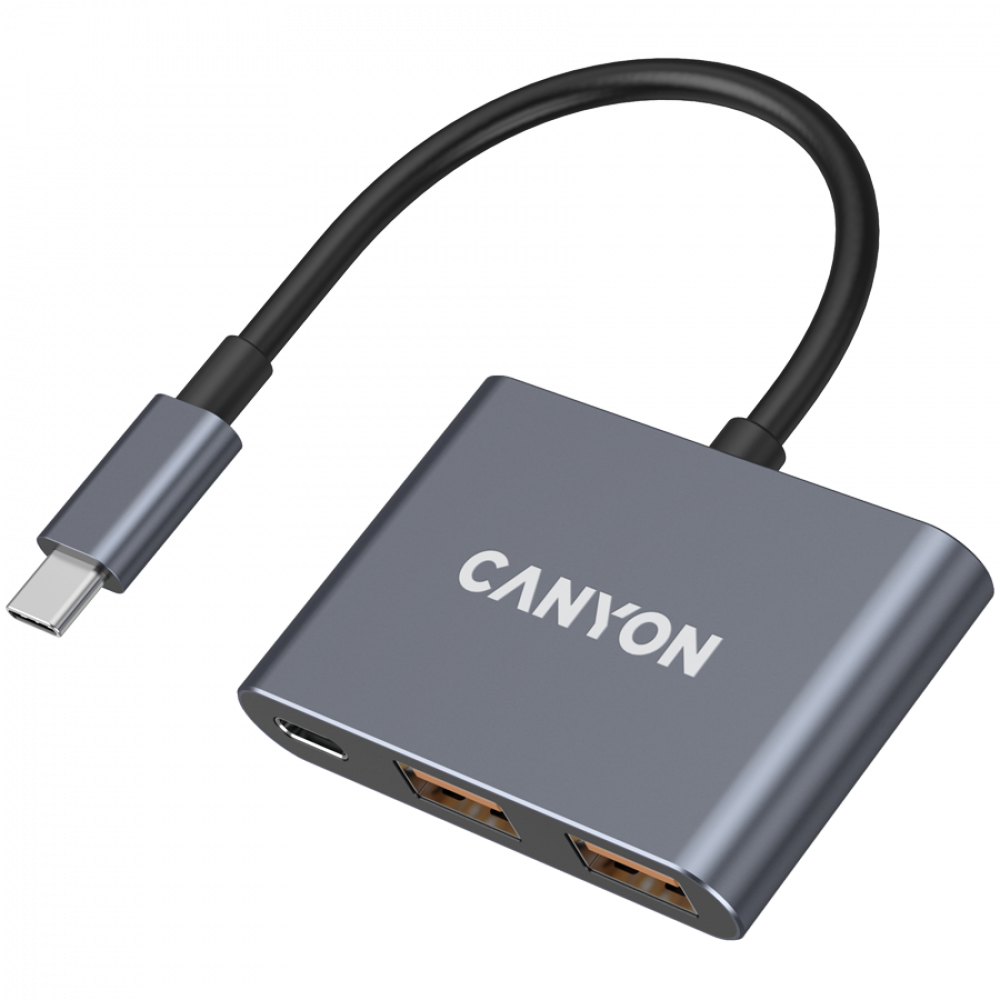 Hub 3-in-1 USB-C tragbar Canyon DS-3 dunkelgrau