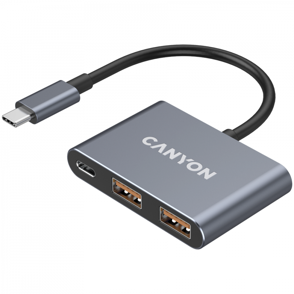 Hub 3-in-1 USB-C tragbar Canyon DS-3 dunkelgrau