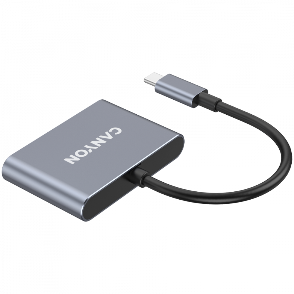 Hub 3-in-1 USB-C tragbar Canyon DS-3 dunkelgrau