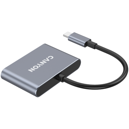 Hub 3-in-1 USB-C tragbar Canyon DS-3 dunkelgrau
