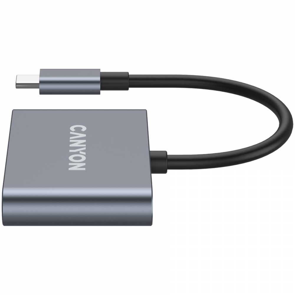 Hub 3-in-1 USB-C tragbar Canyon DS-3 dunkelgrau