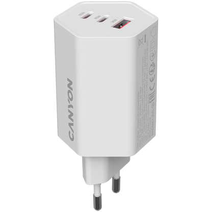 65W 2xPD 1xQC GaN Canyon Hexagon Netzladegerät weiß