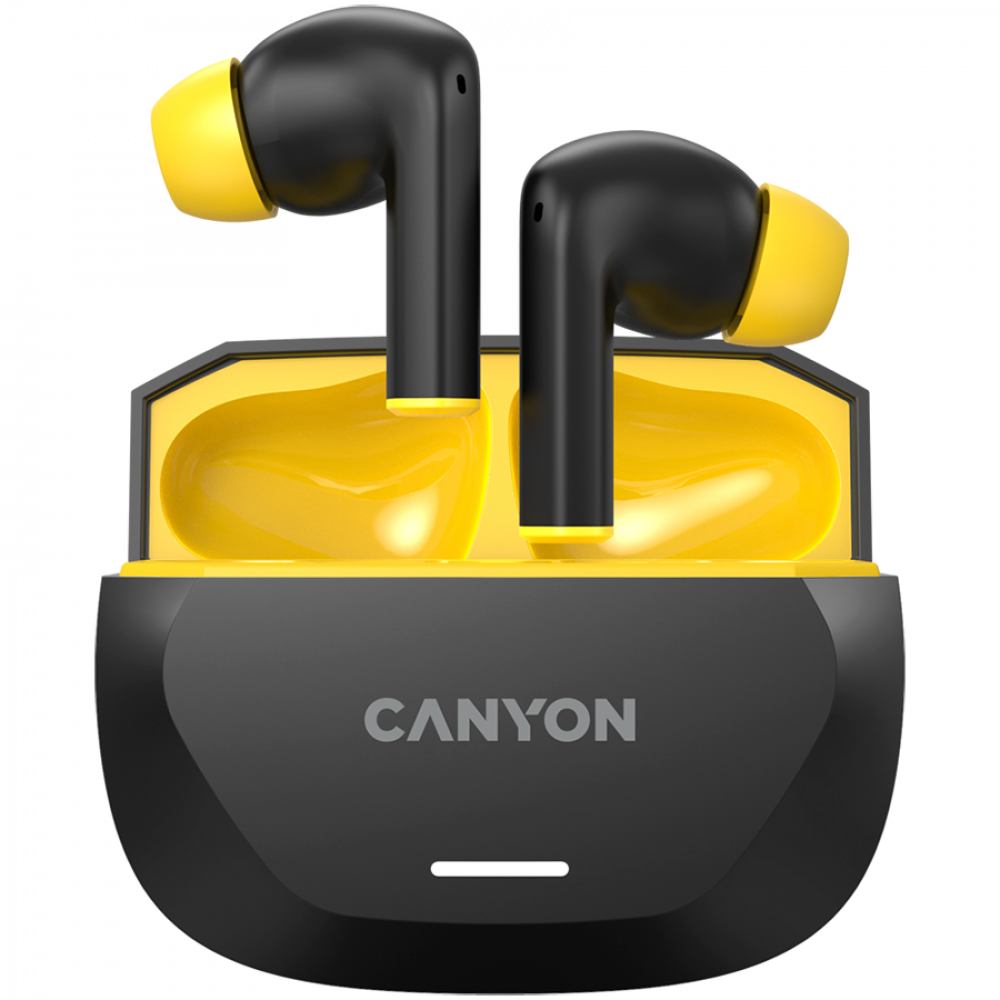 TWS in-ear headphones with ANC and ENC 7h working time Canyon Hexagon 7 black and yellow