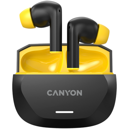 TWS in-ear headphones with ANC and ENC 7h working time Canyon Hexagon 7 black and yellow