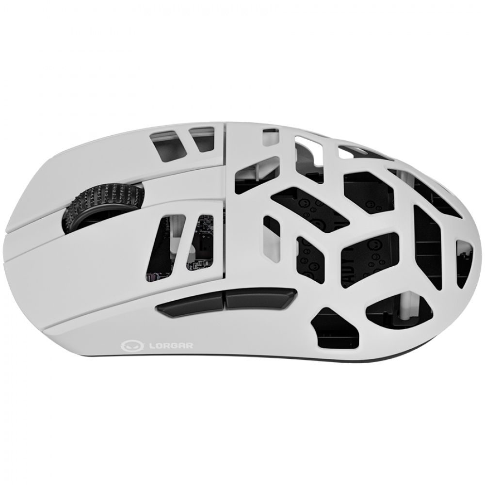 Mysz gamingowa bezprzewodowa Lorgar MSE90W biała ze stopu magnezu