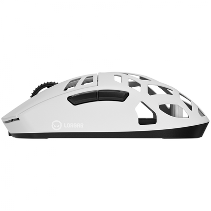 Mysz gamingowa bezprzewodowa Lorgar MSE90W biała ze stopu magnezu