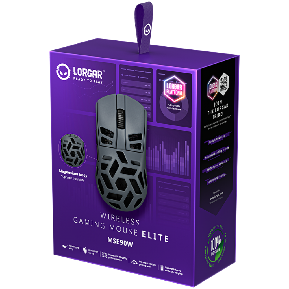 Lorgar MSE90W Dark Gray Wireless Gaming Mouse