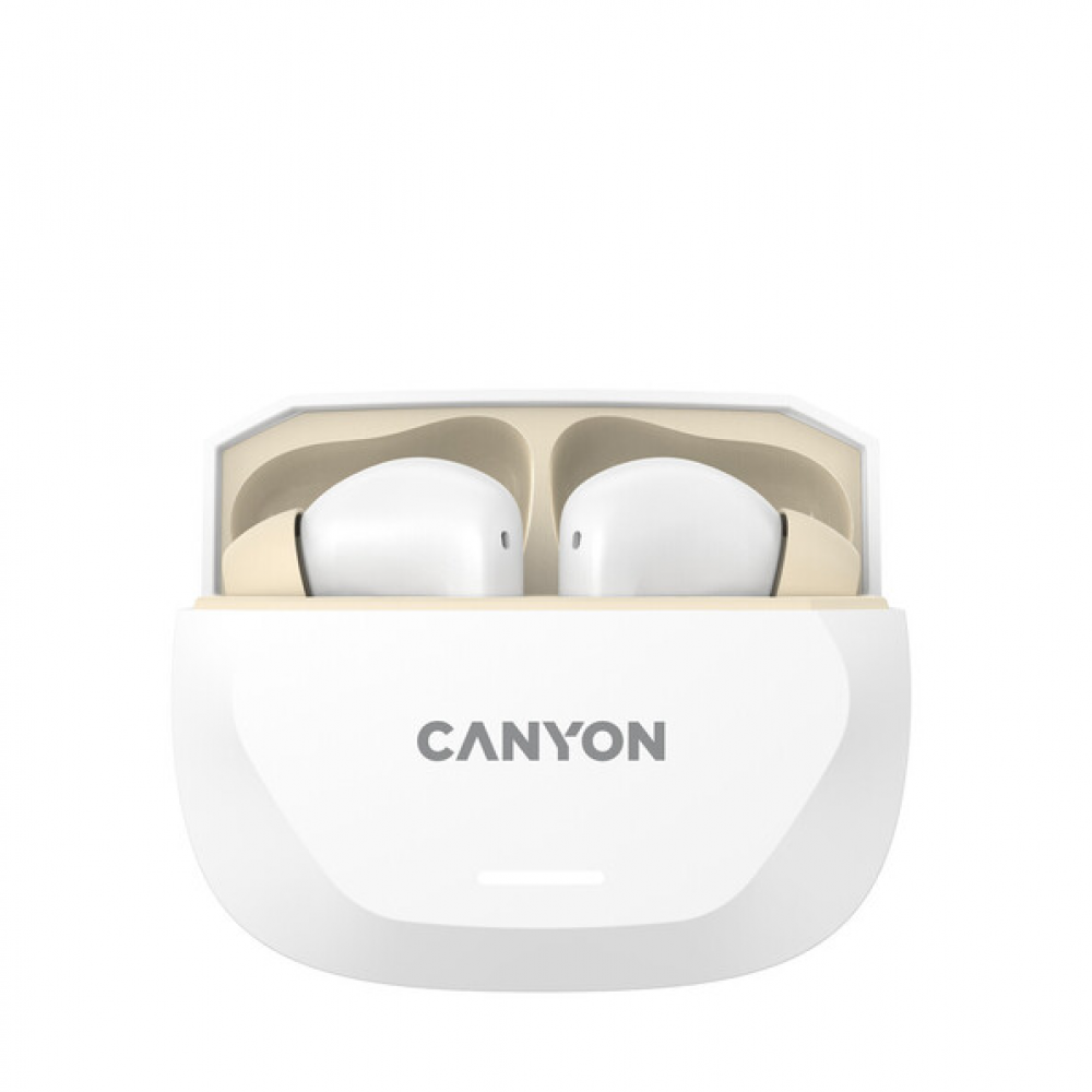 Słuchawki dokanałowe TWS z ANC i ENC 7h czas pracy Canyon Hexagon 7 białe