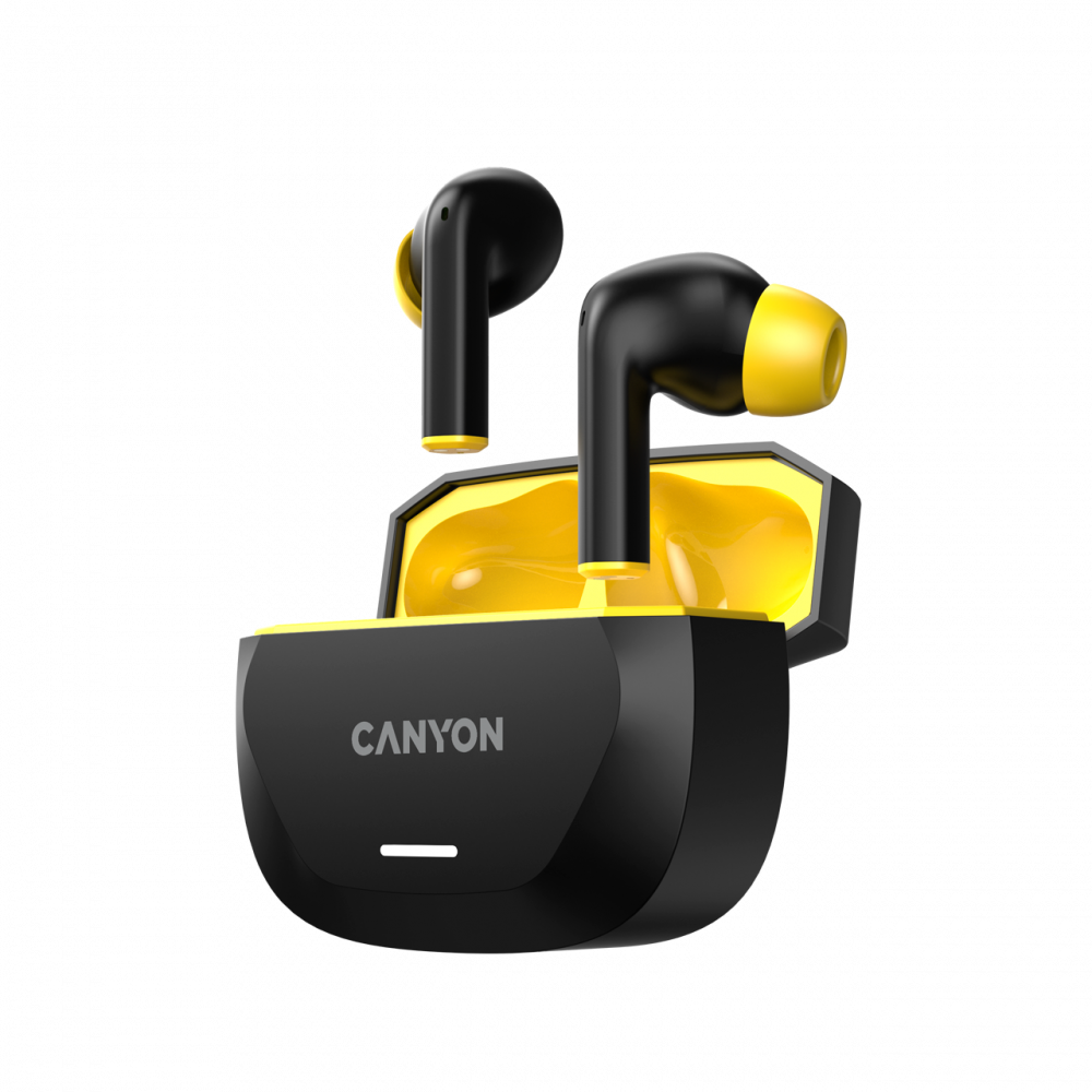 TWS in-ear headphones with ANC and ENC 7h working time Canyon Hexagon 7 black and yellow
