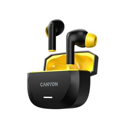TWS in-ear headphones with ANC and ENC 7h working time Canyon Hexagon 7 black and yellow