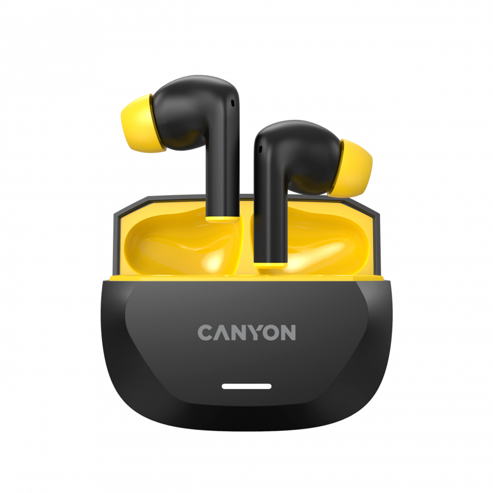 TWS in-ear headphones with ANC and ENC 7h working time Canyon Hexagon 7 black and yellow
